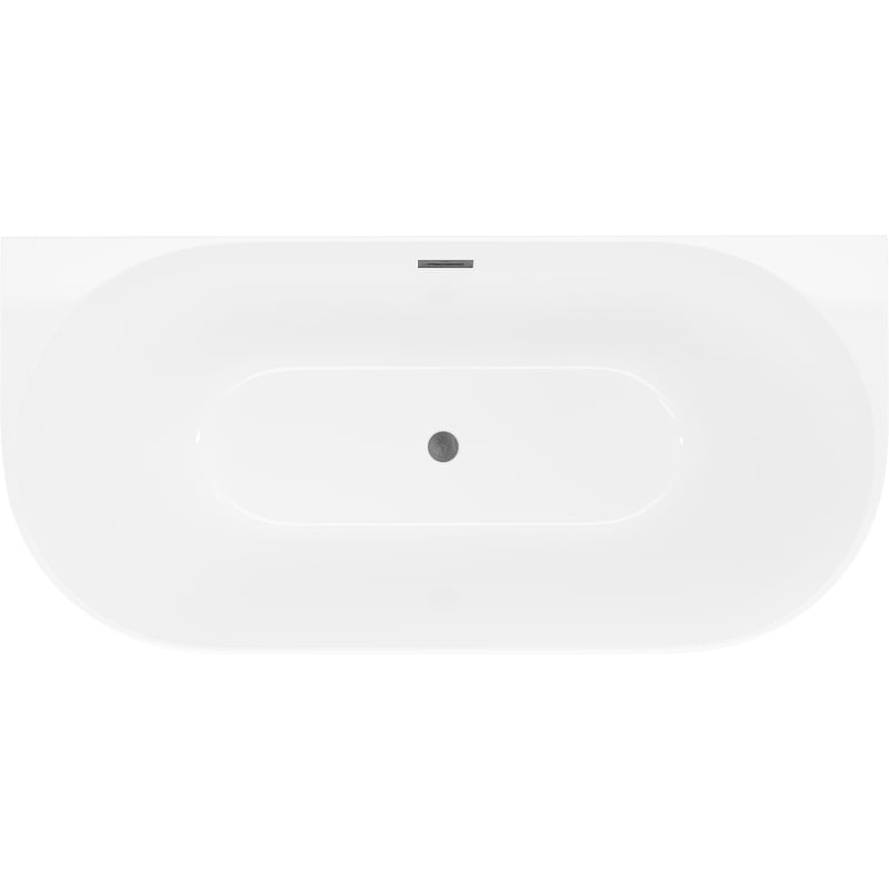 Mexen Oval Slim freistehende Eckbadewanne 170 x 80 cm, weiß, Überlauf gun gray gebürstet - 52661708000-66
