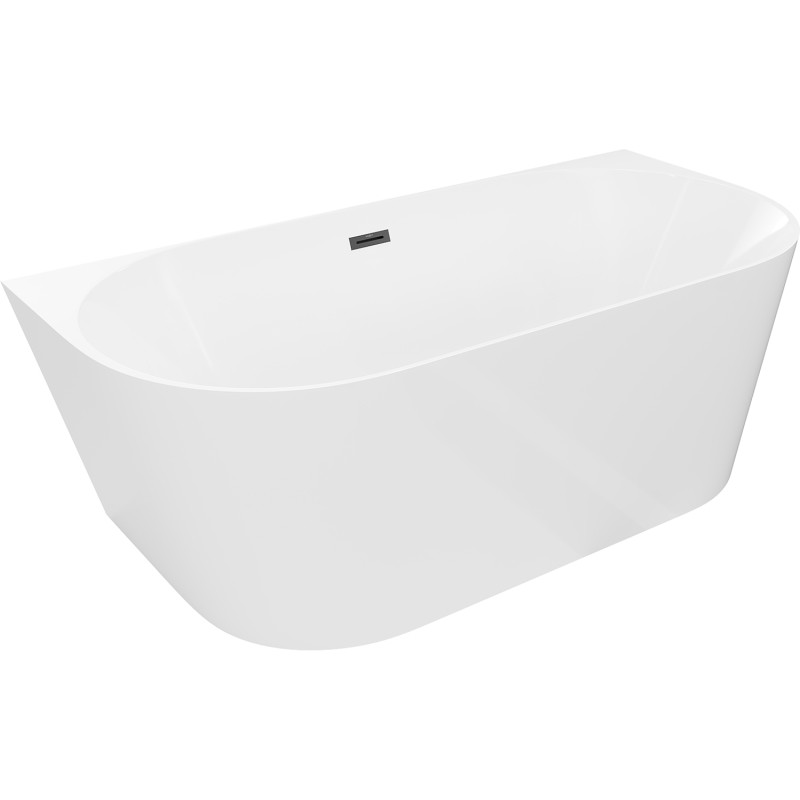 Mexen Oval Slim samostojeća kada uz zid 170 x 80 cm, bijela, preljev crni - 52661708000-70