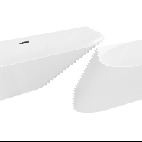 Mexen Oval Slim freistehende an der Wand befestigte Badewanne 170 x 80 cm, weiß, schwarzer Überlauf - 52661708000-70
