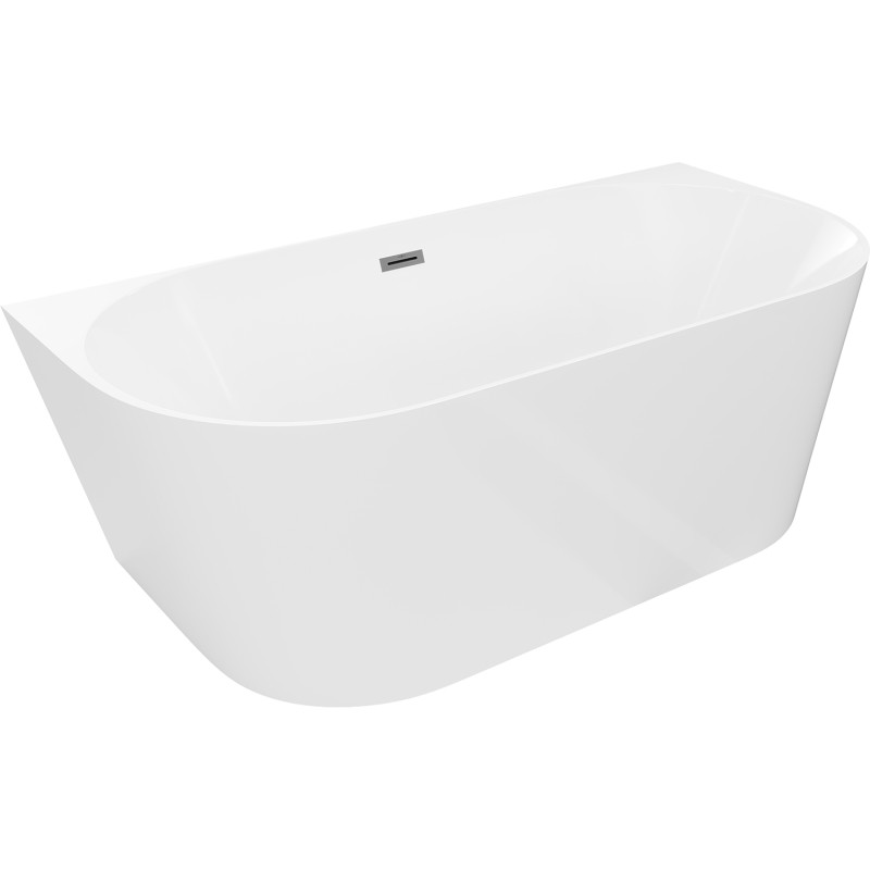 Mexen Oval Slim vaba seisev vastu seina 170 x 80 cm, valge, ülejooksu püssmetall - 52661708000-95