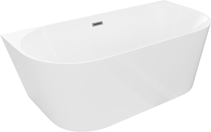 Mexen Oval Slim freistehende wandnahe Badewanne 170 x 80 cm, weiß, Überlauf gun metal - 52661708000-95