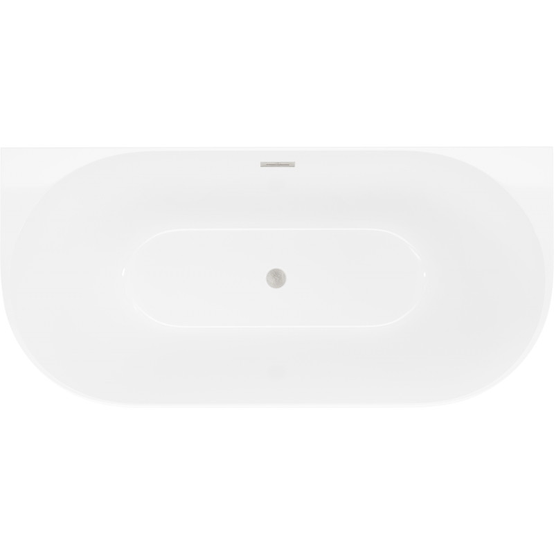Mexen Oval Slim wanna wolnostojąca przyścienna 170 x 80 cm, biała, przelew nikiel szczotkowany - 52661708000-97