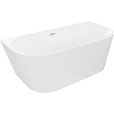 Mexen Oval Slim samostojeća zidna kada 170 x 80 cm, bijela, preljev brušeni nikal - 52661708000-97