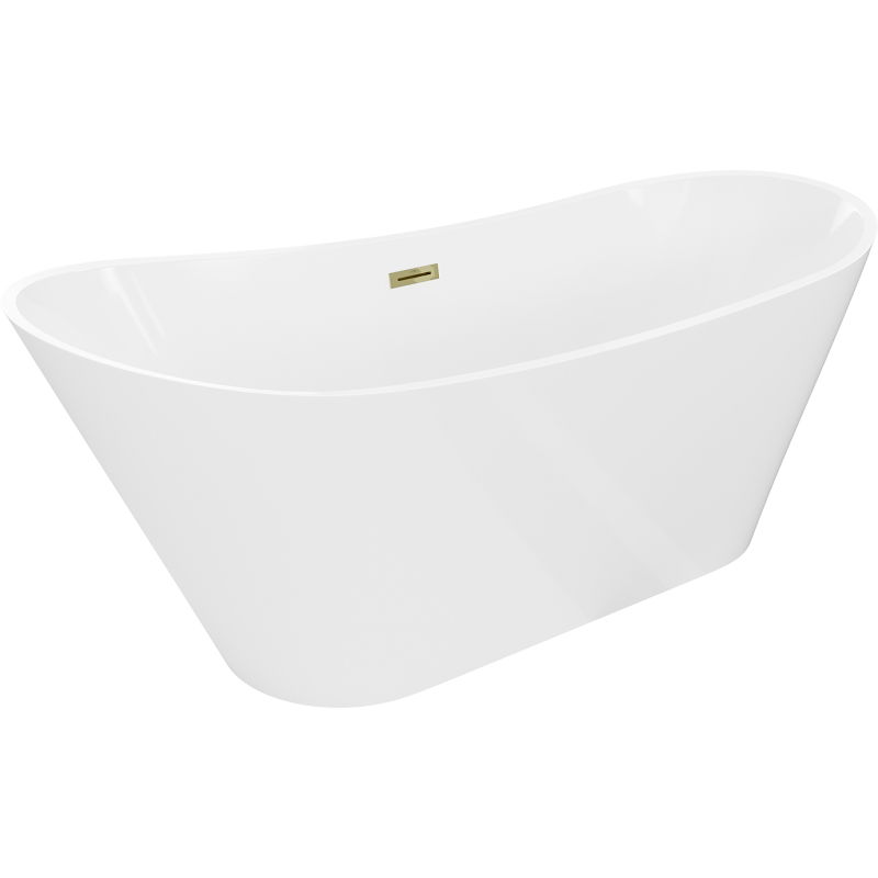 Mexen Dora freistehende Badewanne 150 x 75 cm, weiß, Überlauf gold - 52071507500-50