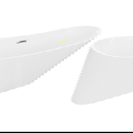 Mexen Dora freistehende Badewanne 150 x 75 cm, weiß, Überlauf gold - 52071507500-50
