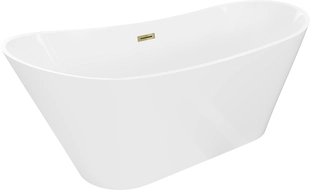 Mexen Dora freestanding bathtub 150 x 75 cm, white, overflow gold - 52071507500-50