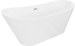 Mexen Dora freestanding bathtub 150 x 75 cm, white, brushed gold overflow - 52071507500-55