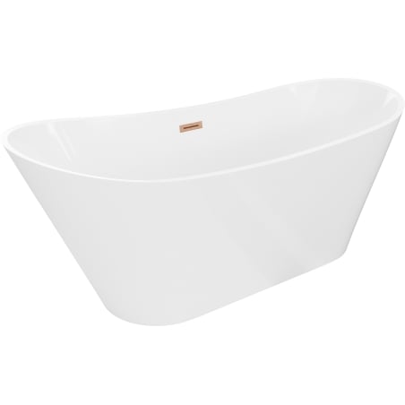 Mexen Dora freistehende Badewanne 150 x 75 cm, weiß, Überlauf gebürstetes Kupfer - 52071507500-65