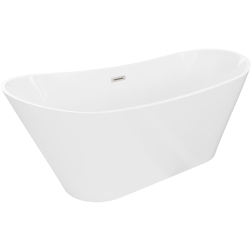 Mexen Dora vasca da bagno freestanding 150 x 75 cm, bianco, troppopieno nichel spazzolato - 52071507500-97