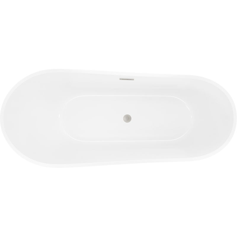 Mexen Dora freistehende Badewanne 150 x 75 cm, weiß/schwarz, Überlauf gebürsteter Nickel - 52071507575-97
