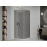 Mexen Roma pivot shower enclosure 90 x 90 cm, graphite, chrome + Flat shower tray, white - 854-090-090-01-40-4010