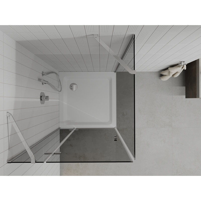 Mexen Roma nihajna tuš kabina 90 x 90 cm, grafit, krom + kad Flat, bela - 854-090-090-01-40-4010