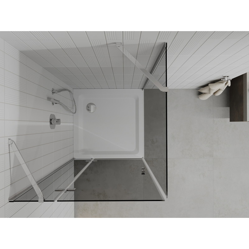 Mexen Roma pivot shower enclosure 90 x 90 cm, graphite, chrome + Flat shower tray, white - 854-090-090-01-40-4010
