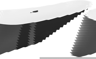 Mexen Dora freistehende Badewanne 160 x 75 cm, weiß/schwarz, Überlauf schwarz - 52071607575-70