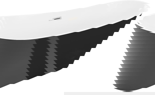 Mexen Dora freistehende Badewanne 160 x 75 cm, weiß/schwarz, Überlauf gebürsteter Nickel - 52071607575-97