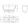 Mexen Dora freistehende Badewanne 170 x 75 cm, weiß, Überlauf Chrom - 52071707500-01