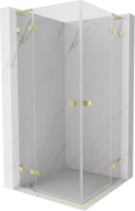 Mexen Lunar L Duo klizni tuš kabine 90 x 90 cm, prozirna, zlatna brušena - 834L-090L-090P-55-00
