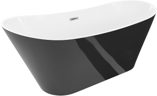 Mexen Dora Vaba seisev vann 170 x 75 cm, valge/must, kroom ülevool - 52071707575-01