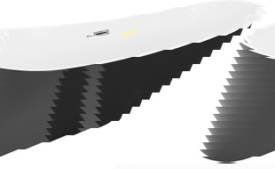 Mexen Dora freistehende Badewanne 170 x 75 cm, weiß/schwarz, Überlauf gold - 52071707575-50