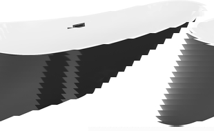 Mexen Dora μπανιέρα ελεύθερης τοποθέτησης 170 x 75 cm, λευκή/μαύρη, υπερχείλιση