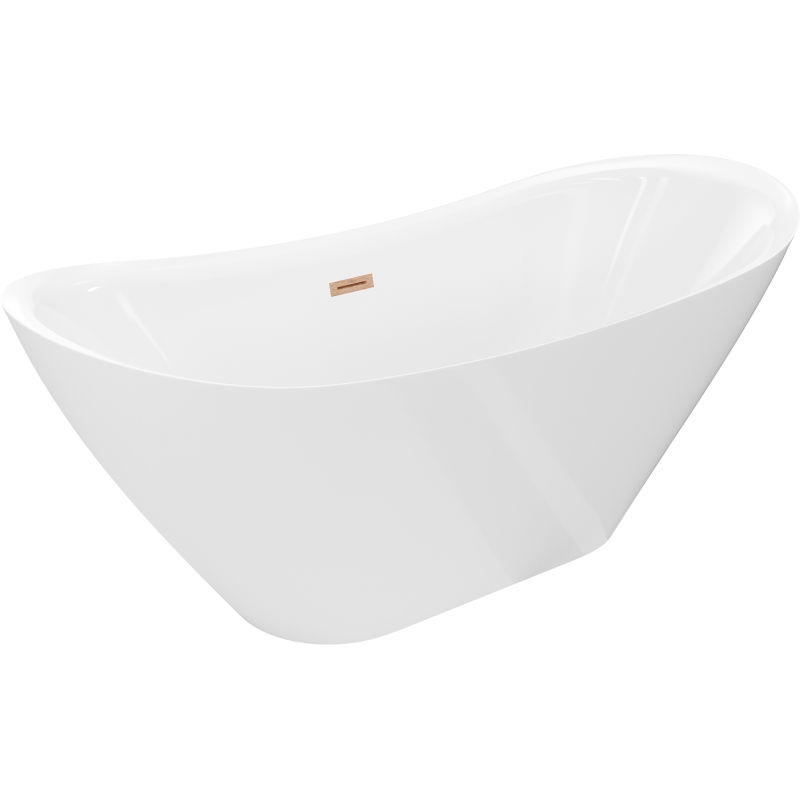 Mexen Lotos vrijstaande badkuip 140 x 75 cm, wit, koper geborsteld overloop - 52051407700-65