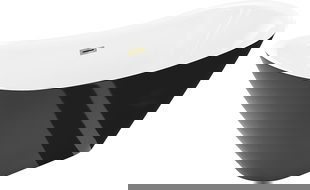 Mexen Lotos vrijstaande badkuip 140 x 75 cm, wit/zwart, overloop goud - 52051407775-50