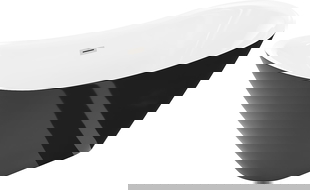 Mexen Lotos freistehende Badewanne 140 x 75 cm, weiß/schwarz, Überlauf gebürsteter Nickel - 52051407775-97
