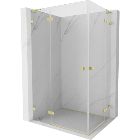 Mexen Lunar L Duo shower cabin, hinged 110 x 100 cm, transparent, brushed gold - 834L-110L-100P-55-00