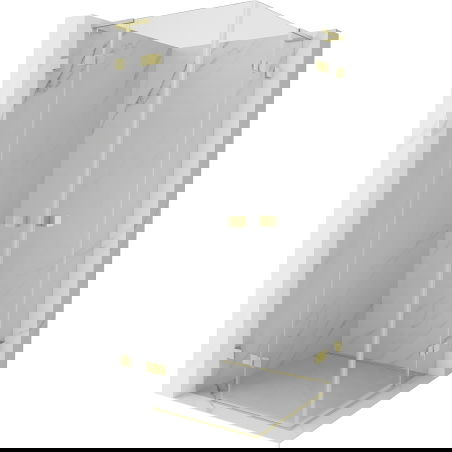 Mexen Lunar L Duo Pendeltür-Duschekabine 110 x 110 cm, transparent, gebürstetes Gold - 834L-110L-110P-55-00