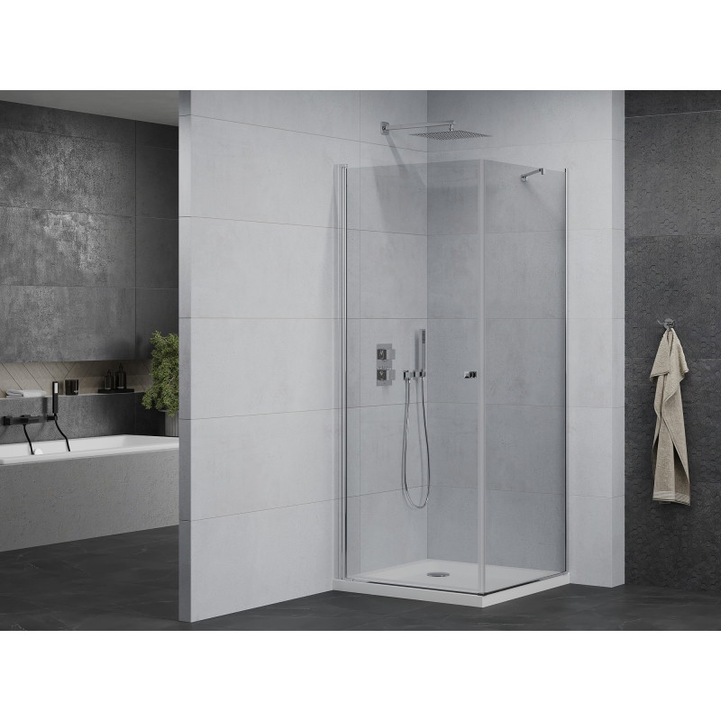 Mexen Pretoria swing shower cabin 70 x 70 cm, transparent, chrome + Flat tray - 852-070-070-01-00-4010