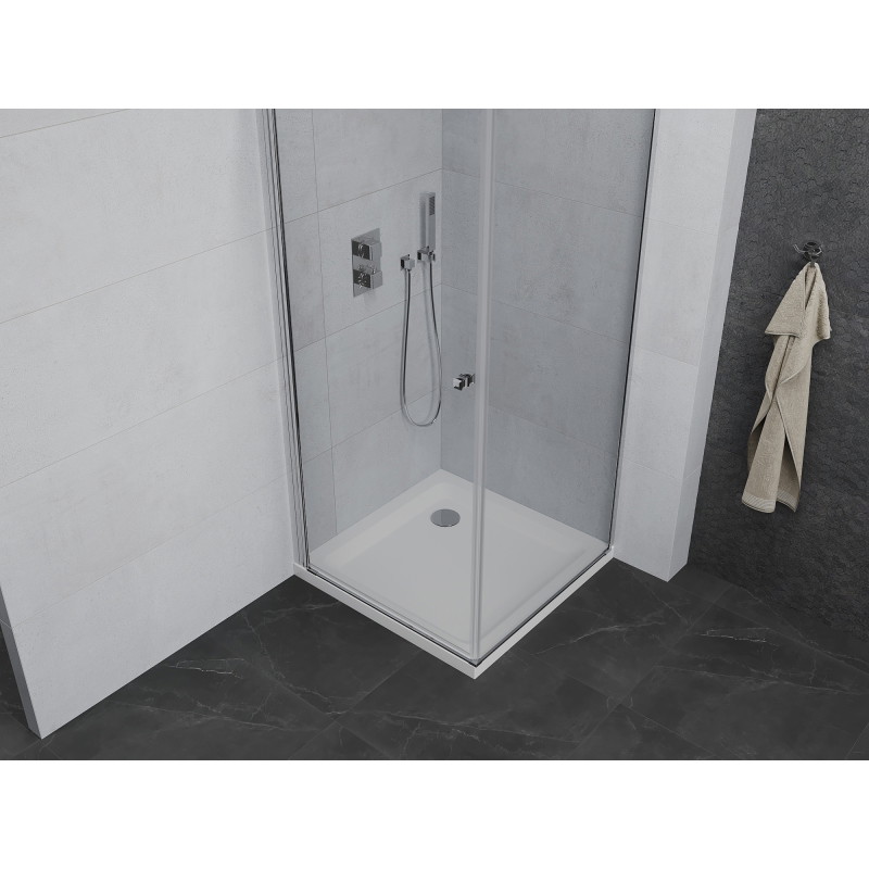 Mexen Pretoria swing shower cabin 70 x 70 cm, transparent, chrome + Flat tray - 852-070-070-01-00-4010