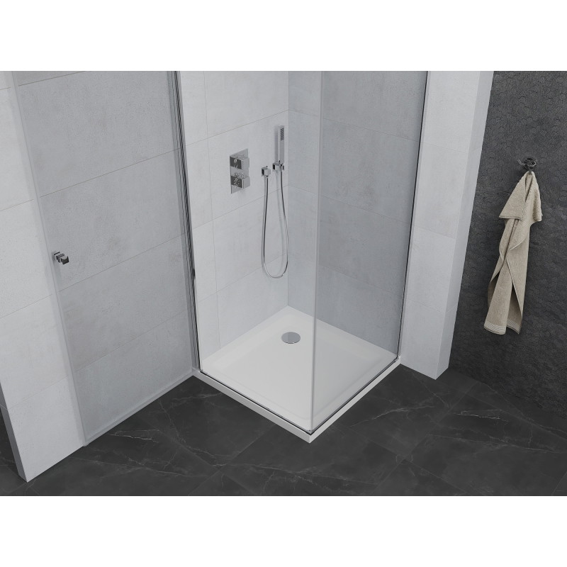 Mexen Pretoria swing shower cabin 70 x 70 cm, transparent, chrome + Flat tray - 852-070-070-01-00-4010