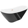Mexen Lotos vabad seisev vann 150 x 75 cm, valge/must, harjatud vase ülevool - 52051507775-65
