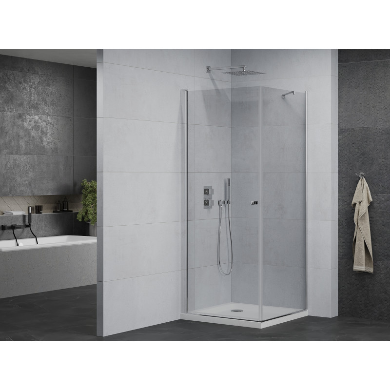 Mexen Pretoria draaideur douchecabine 80 x 80 cm, transparant, chroom + Flat douchebak - 852-080-080-01-00-4010
