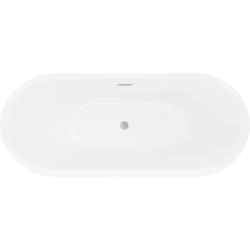 Mexen Lotos freistehende Badewanne 150 x 75 cm, weiß/schwarz, Überlauf gebürsteter Nickel - 52051507775-97