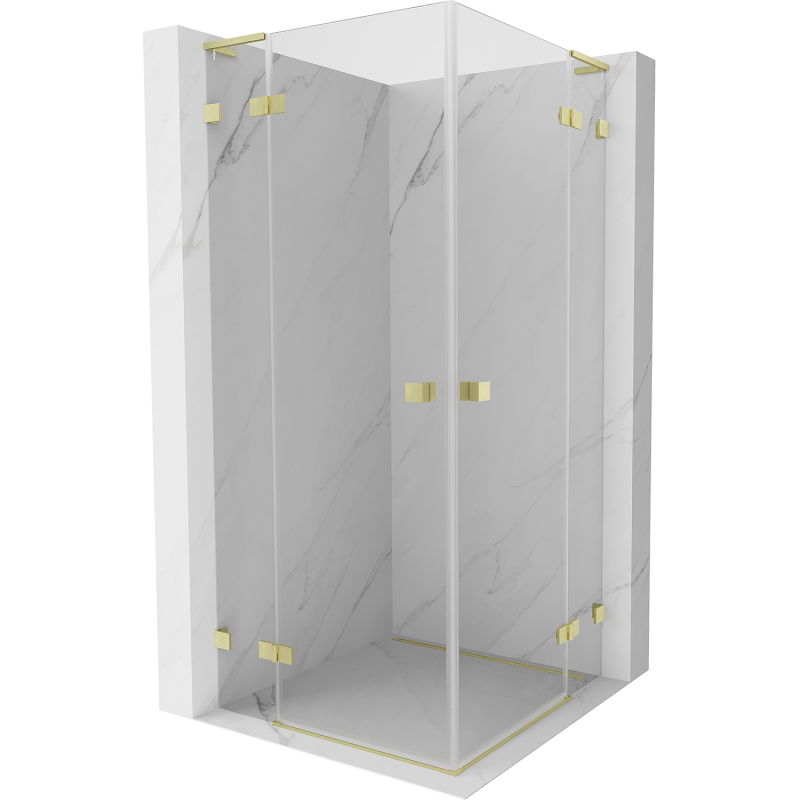 Mexen Lunar L Duo Duschkabine schwenkbar 115 x 115 cm, transparent, gebürstetes Gold - 834L-115L-115P-55-00