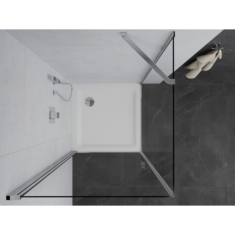 Mexen Pretoria pivot shower cabin 90 x 90 cm, transparent, chrome + Flat tray - 852-090-090-01-00-4010