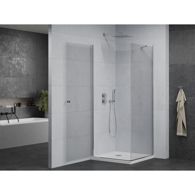 Mexen Pretoria pivot shower cabin 90 x 90 cm, transparent, chrome + Flat tray - 852-090-090-01-00-4010