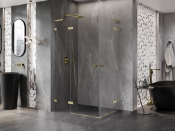 Mexen Lunar L Duo avatav dušikabiin vasak 120 x 90 cm, läbipaistev, harjatud kuldne - 834L-120L-090P-55-00