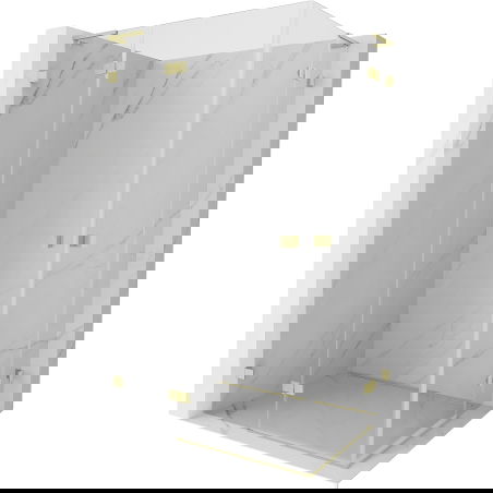 Mexen Lunar L Διπλή καμπίνα ντους αριστερή 120 x 110 cm, διαφανής, με χρυσό