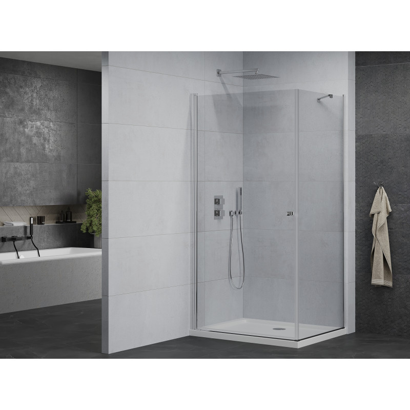 Mexen Pretoria schuif douchecabine 70 x 90 cm, transparant, chroom + Flat douchebak - 852-070-090-01-00-4010