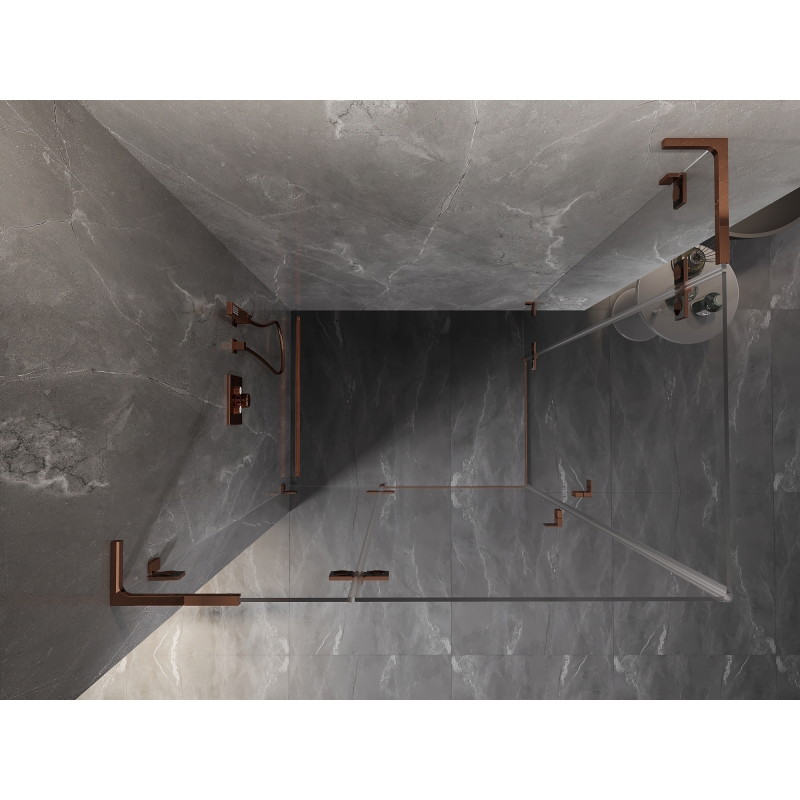 Mexen Lunar L Duo vasakpoolne pööratav dušinurk 80 x 75 cm, läbipaistev, roosakaskuldne - 834L-080L-075P-60-00
