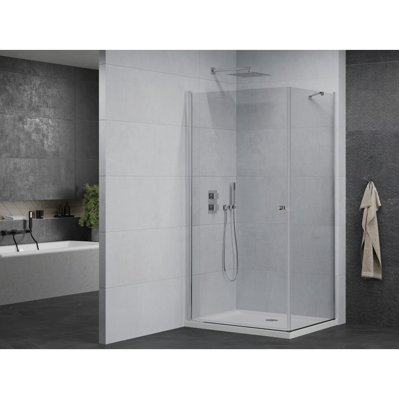 Mexen Pretoria 70 x 100 cm Pivot Shower Enclosure, Transparent, Chrome + Flat Shower Tray - 852-070-100-01-00-4010