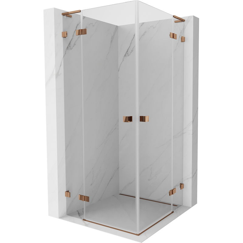 Mexen Lunar L Duo Duschkabine, schwenkbar 85 x 85 cm, transparent, Roségold - 834L-085L-085P-60-00