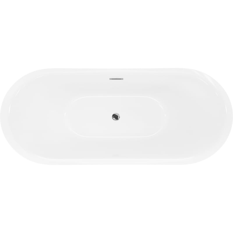 Mexen Lotos freistehende Badewanne 160 x 75 cm, weiß, Überlauf Chrom - 52051607700-01