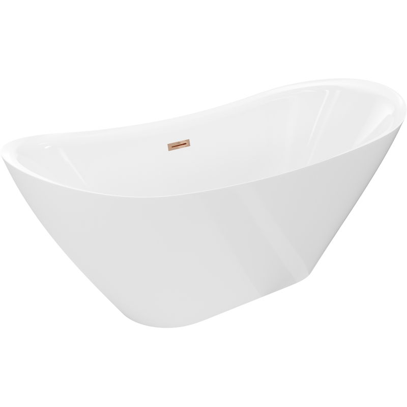 Mexen Lotos vrijstaande badkuip 160 x 75 cm, wit, overloop roze goud - 52051607700-60