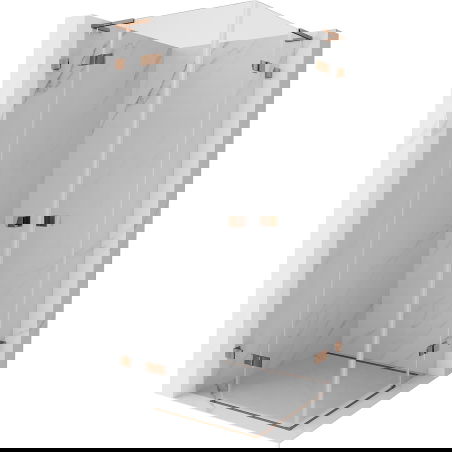 Mexen Lunar L Duo Duschkabine, klappbar, 90 x 90 cm, transparent, Roségold - 834L-090L-090P-60-00