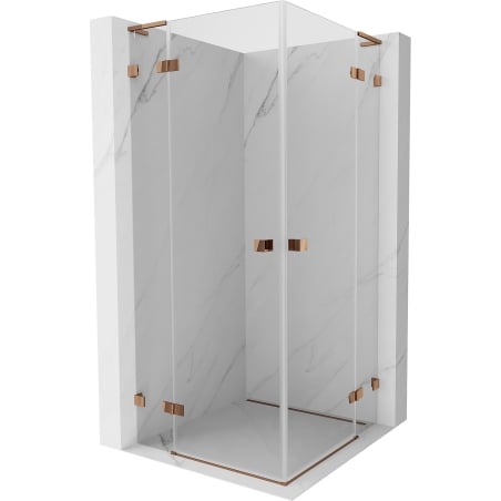 Mexen Lunar L Duo kabina prysznicowa uchylna 90 x 90 cm, transparent, różowe złoto - 834L-090L-090P-60-00