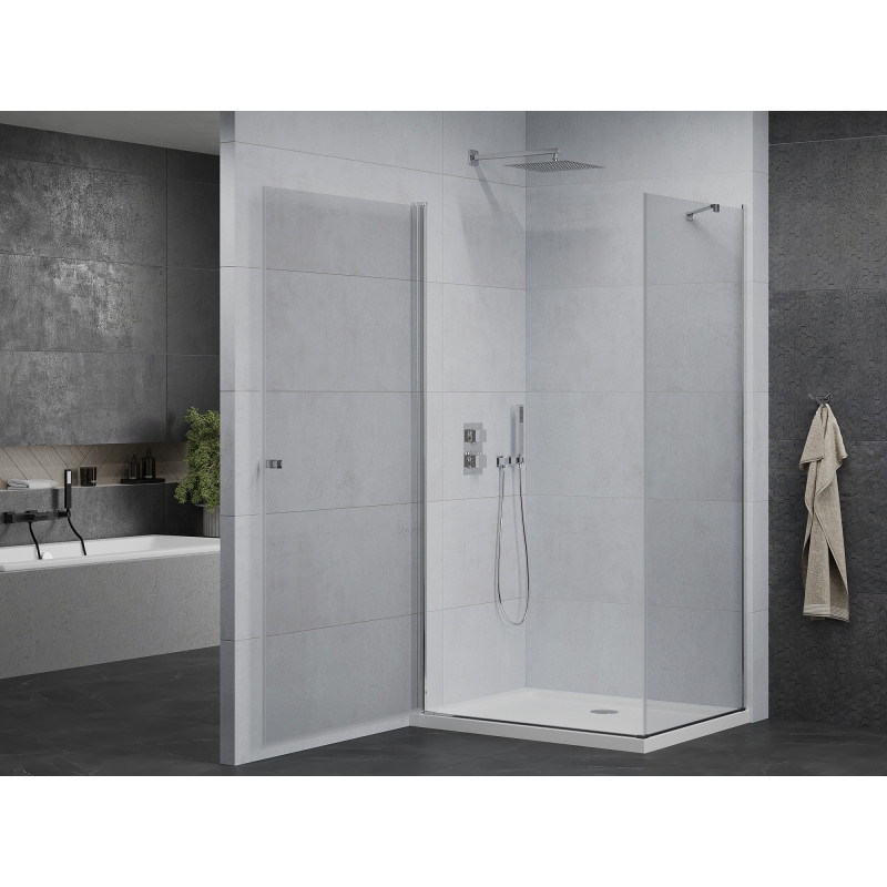 Mexen Pretoria preklopna tuš kabina 90 x 70 cm, prozirno, krom + tuš kada Flat - 852-090-070-01-00-4010