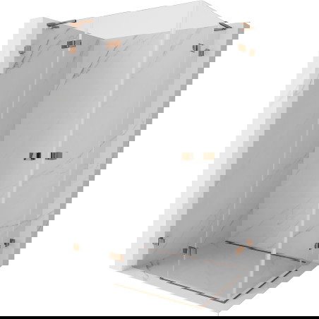 Mexen Lunar L Duo levo stran odpiranja pršni kabinet 100 x 75 cm, prosojno, rožnato zlato - 834L-100L-075P-60-00